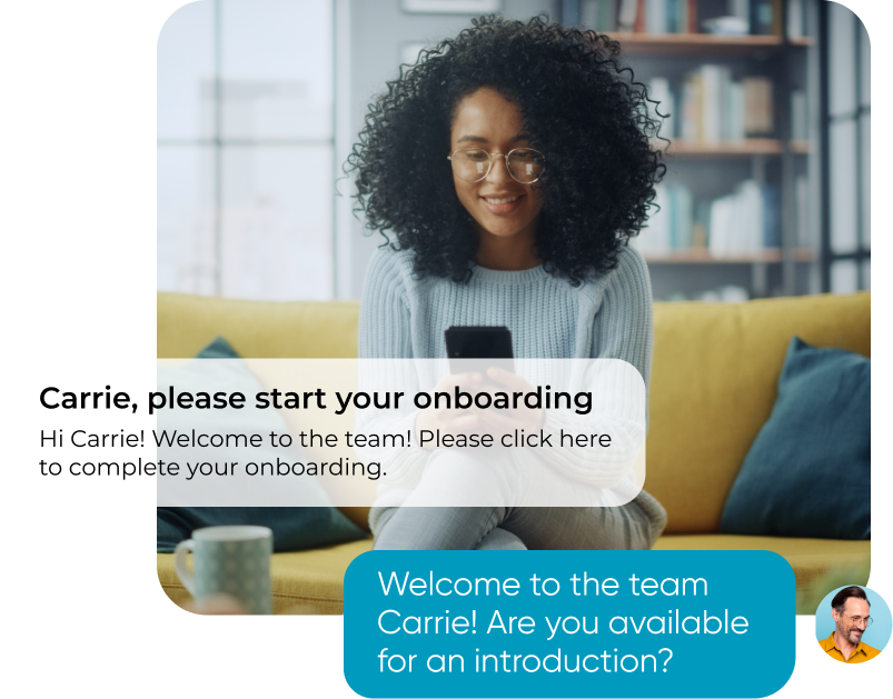 person being onboarded via the Engage app, a Employee Experience Platform
